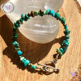 Turquoise Chip Bracelet With Silver Toggle Clasp